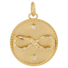 Snake Infinity Diamond 14 Karat Gold Charm Pendant Necklace