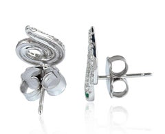 Snake Knot Diamond Emerald Stud Earrings