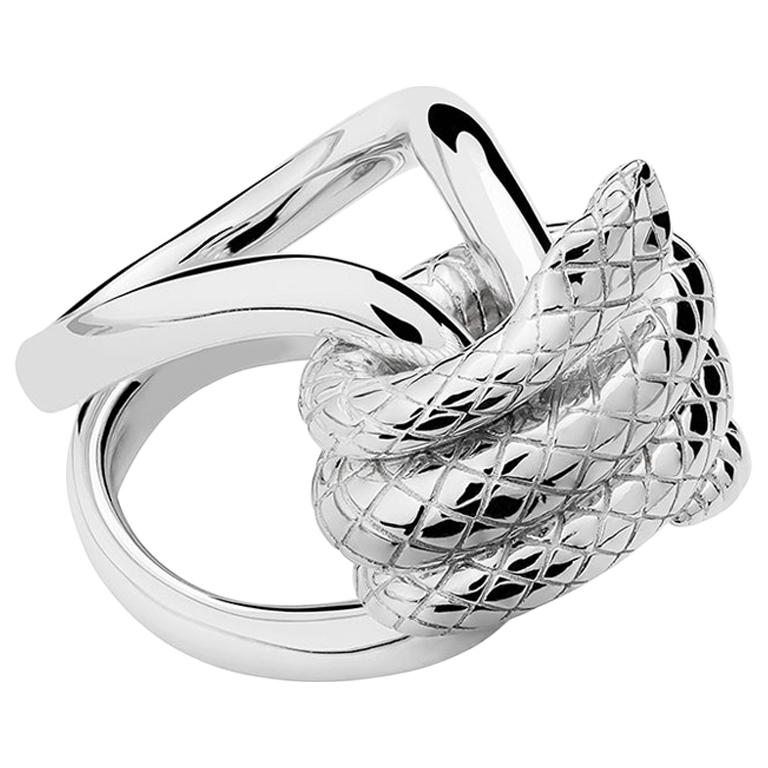 silver Snake Knotted Ring, sizes 80 For Sale