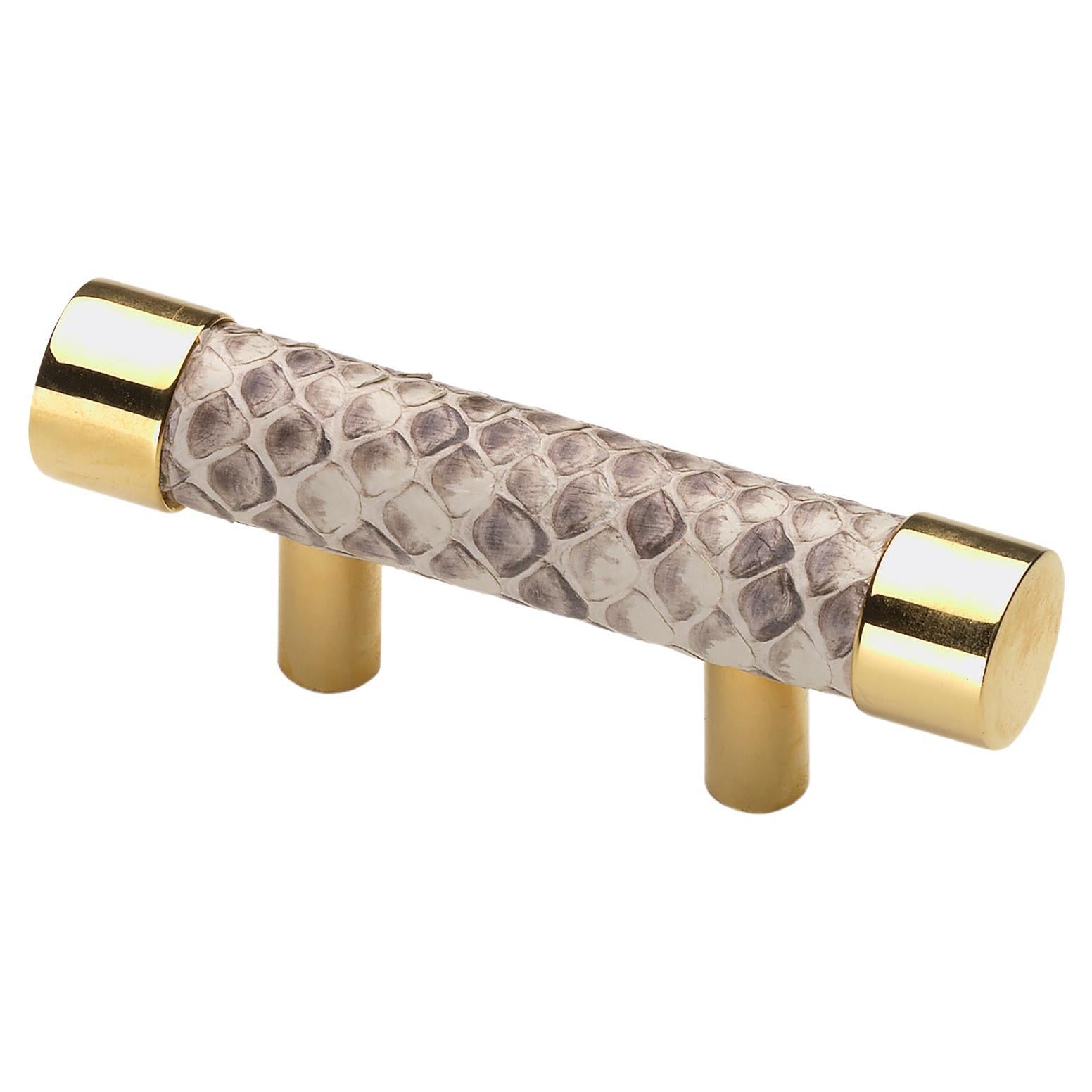 Luxury Pull Handle Various Metal & Leather Color Finishes Tube Shape Gold Small  For Sale