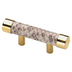 Tirador de lujo Varios acabados de metal y cuero Forma de tubo Oro Pequeño