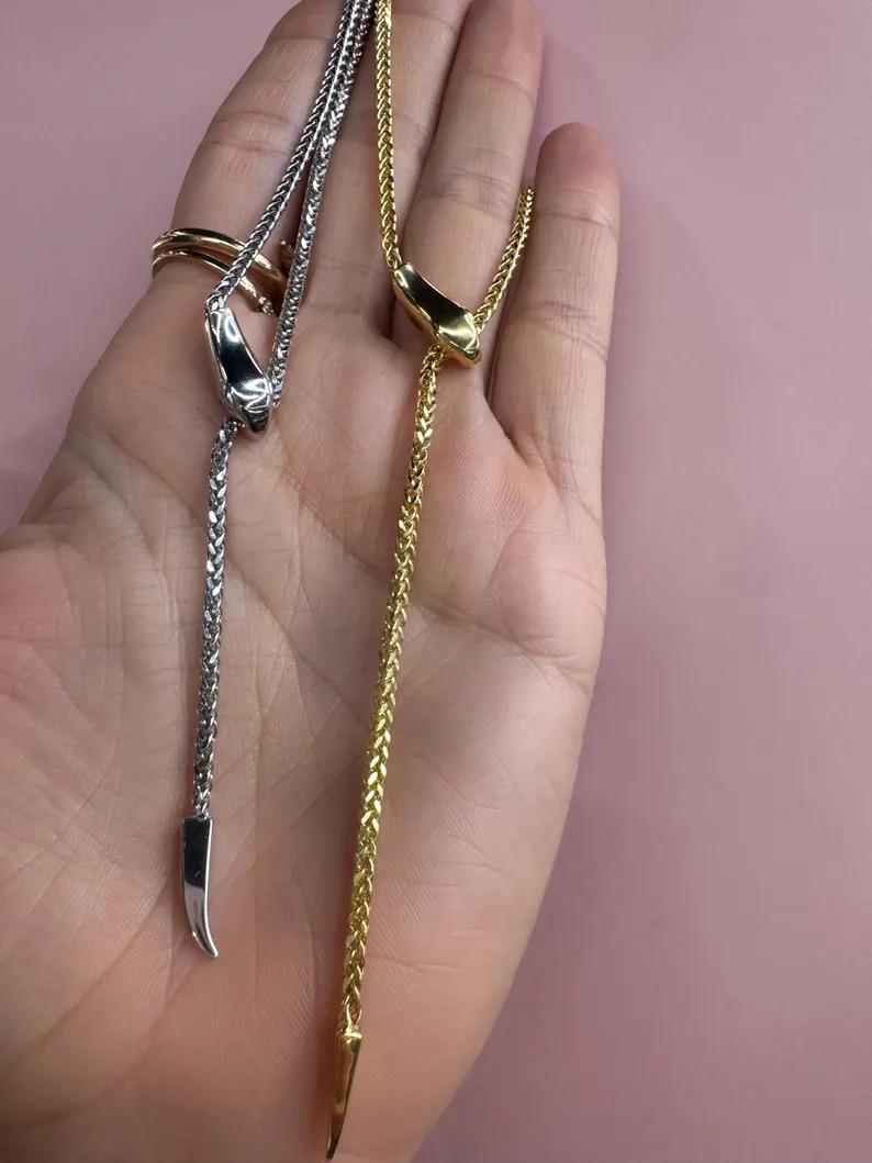 Verstellbare Lariat Bolo-Halskette mit Schlangenmotiv aus 14 Karat Gelbgold 5,6 Gramm im Zustand „Neu“ im Angebot in New York, NY
