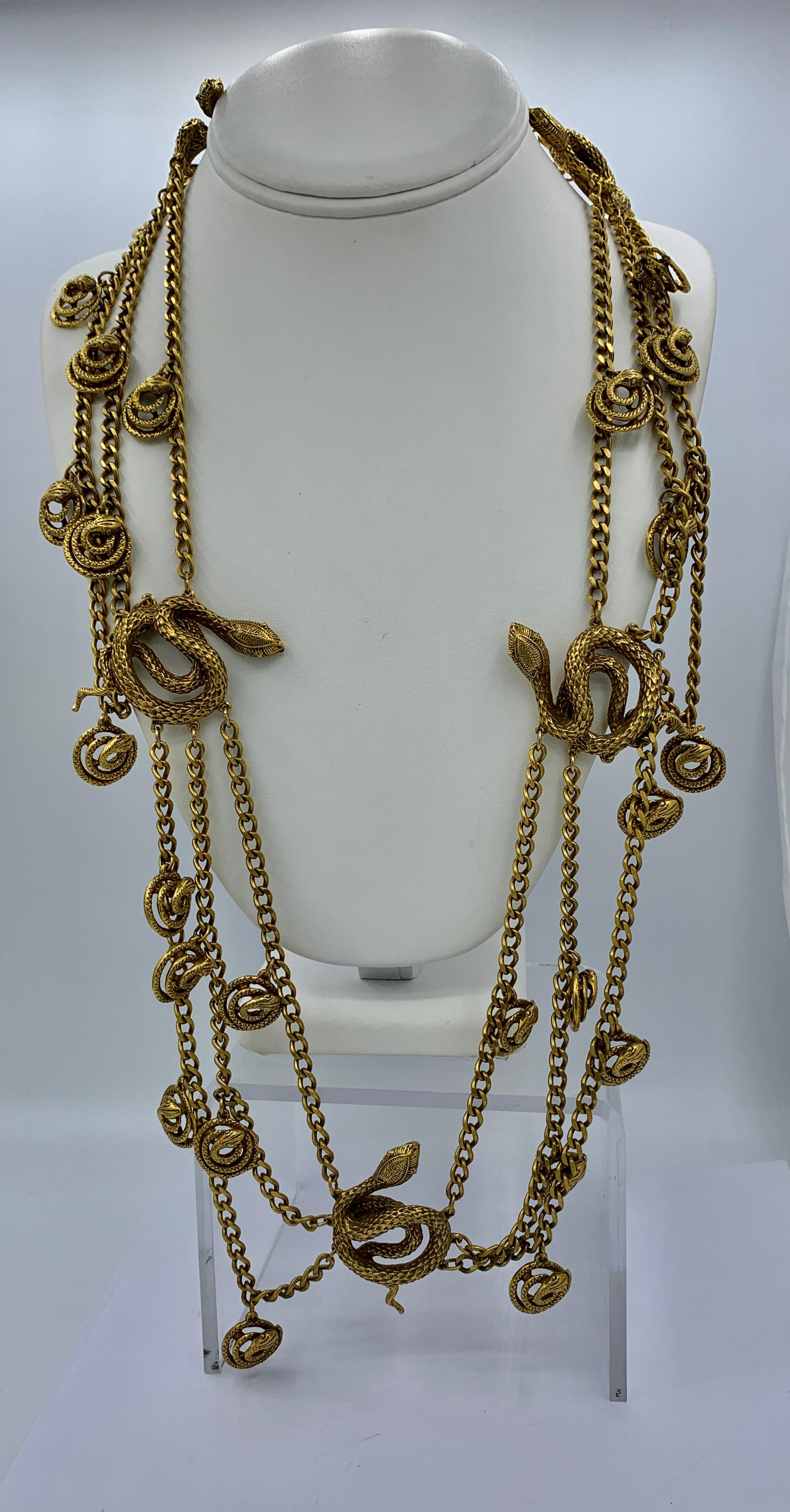 Retro Snake Necklace or Belt Vintage Mid-Century 32 Inch Multi-Strand Statement For Sale