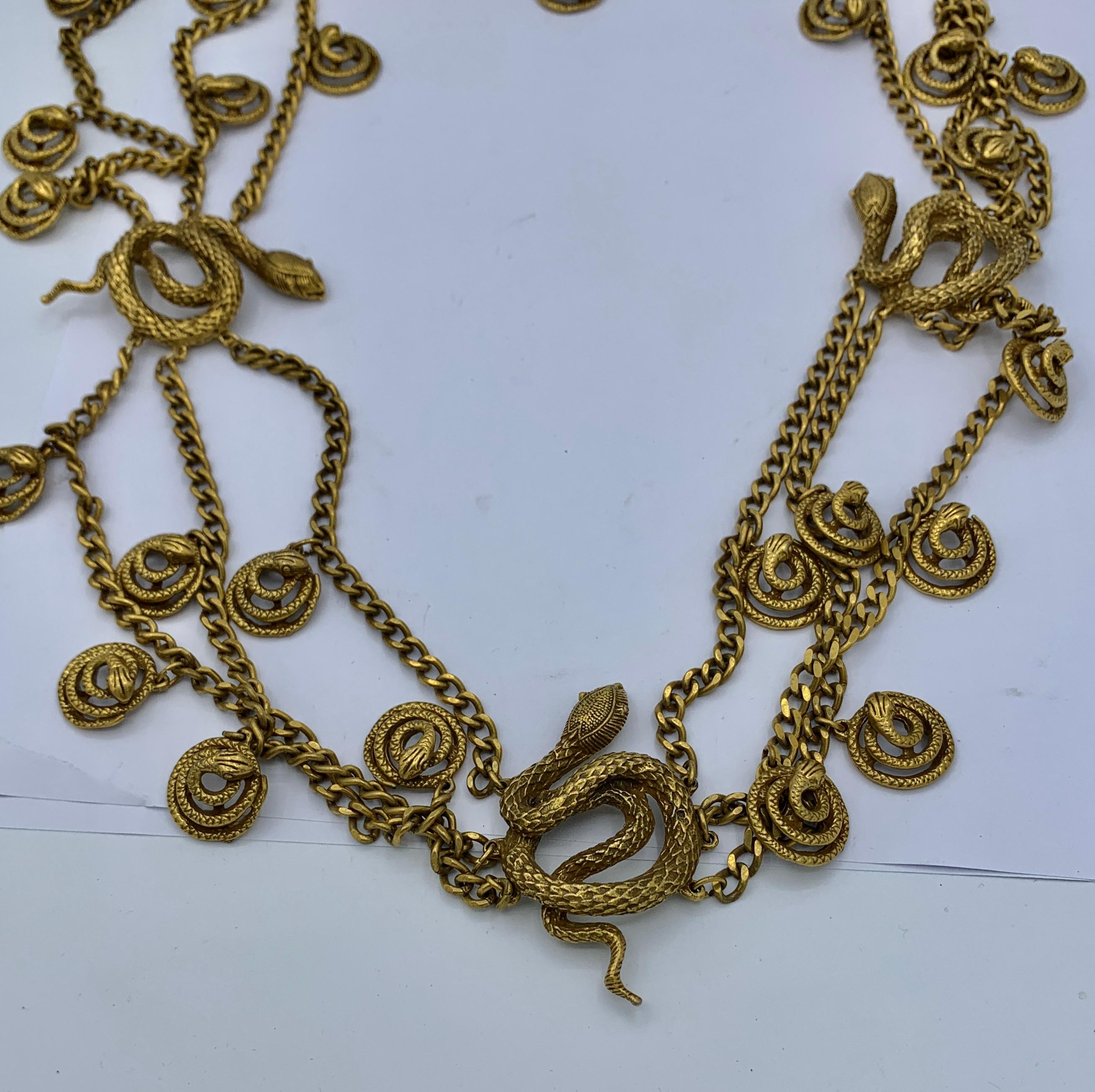 Snake Necklace or Belt Vintage Mid-Century 32 Inch Multi-Strand Statement For Sale 3