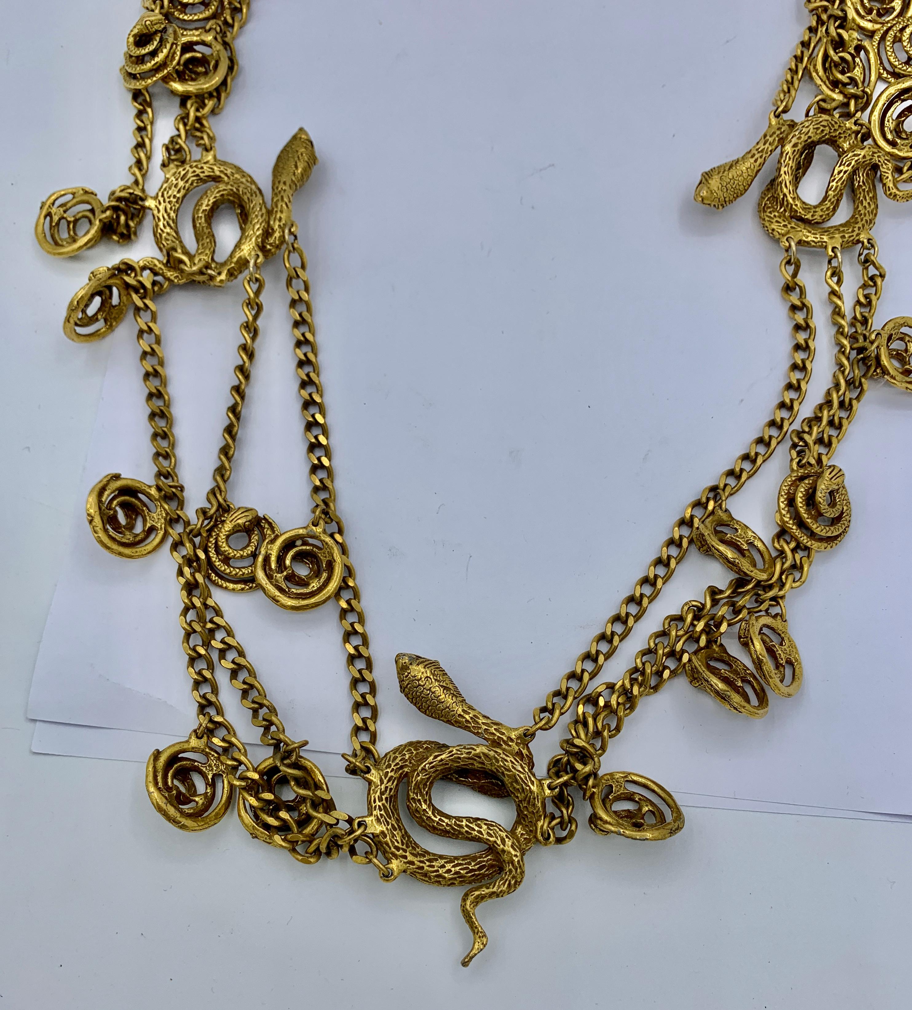 Snake Necklace or Belt Vintage Mid-Century 32 Inch Multi-Strand Statement For Sale 4