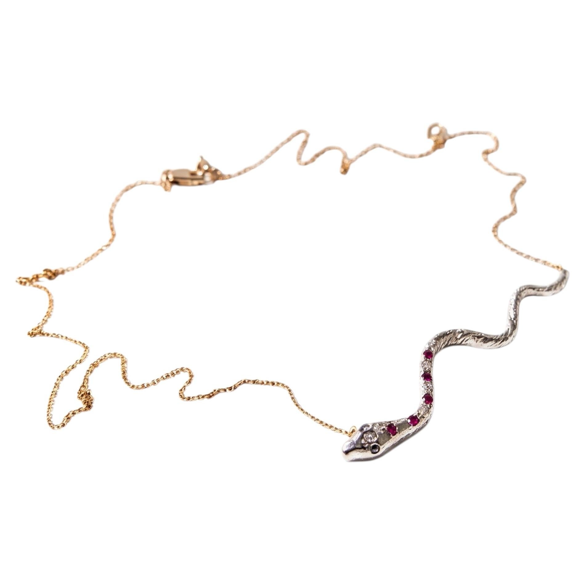 Collier serpent, ras-du-cou, rubis, tanzanite, argent, J DAUPHIN en vente