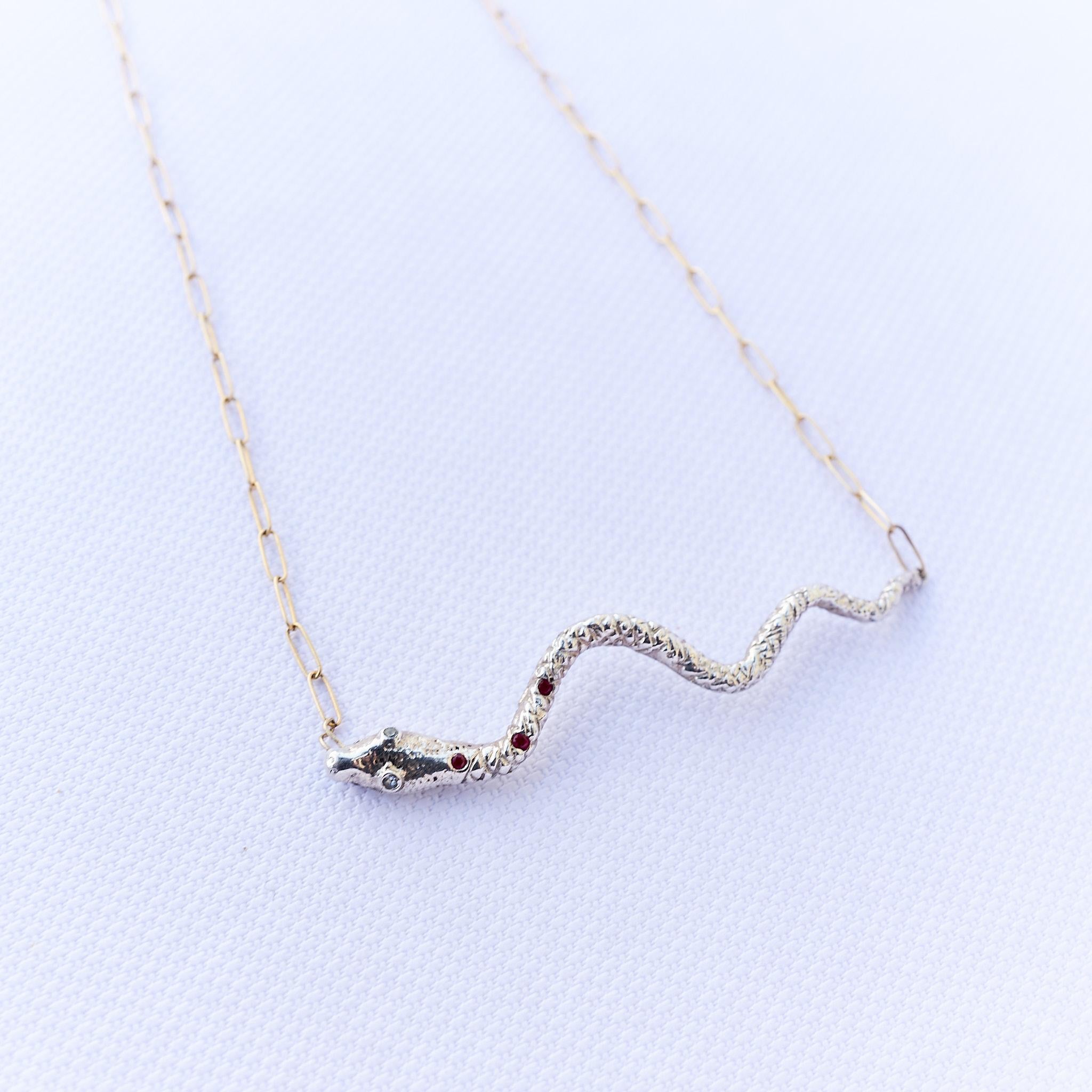 Snake Necklace Silver Ruby Iolite Gold Filled Chain J Dauphin For Sale 3
