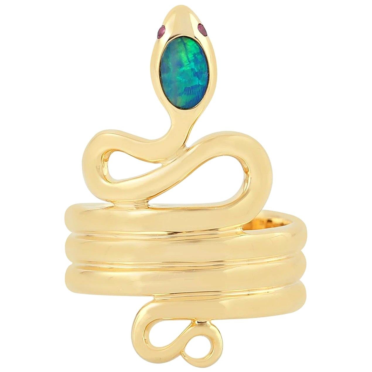 Snake Opal 18 Karat Gold Ring
