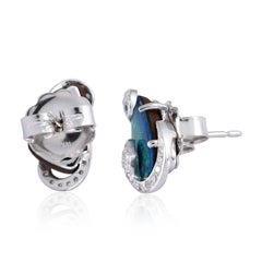 Snake Opal Diamond Stud Earrings