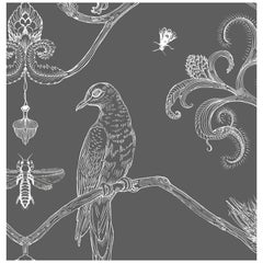 Snake Party in Charcoal-Smooth Wallpaper with Hand Drawn Animals