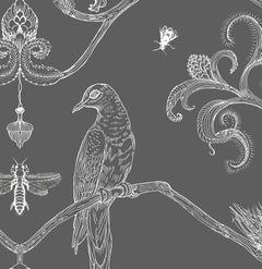 Snake Party in Gold on White-Smooth Wallpaper with Hand Drawn Animals