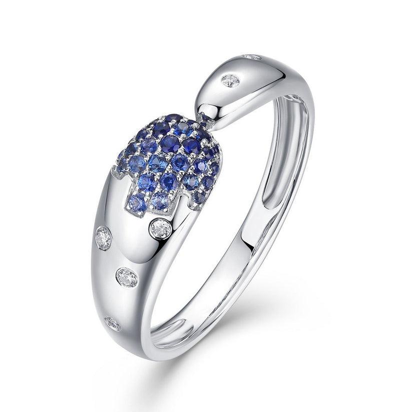 Im Angebot: Schlangenring 14K (oder 18k auf Anfrage) Weißgold Blau Saphir Ring () 4