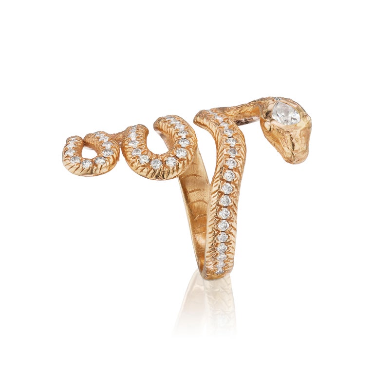 Snake Ring 18 Karat Pink Gold with 0.80 Carat Diamonds For Sale at 1stDibs