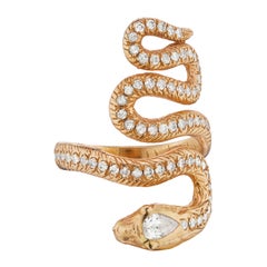 Snake Ring 18 Karat Pink Gold with 0.80 Carat Diamonds