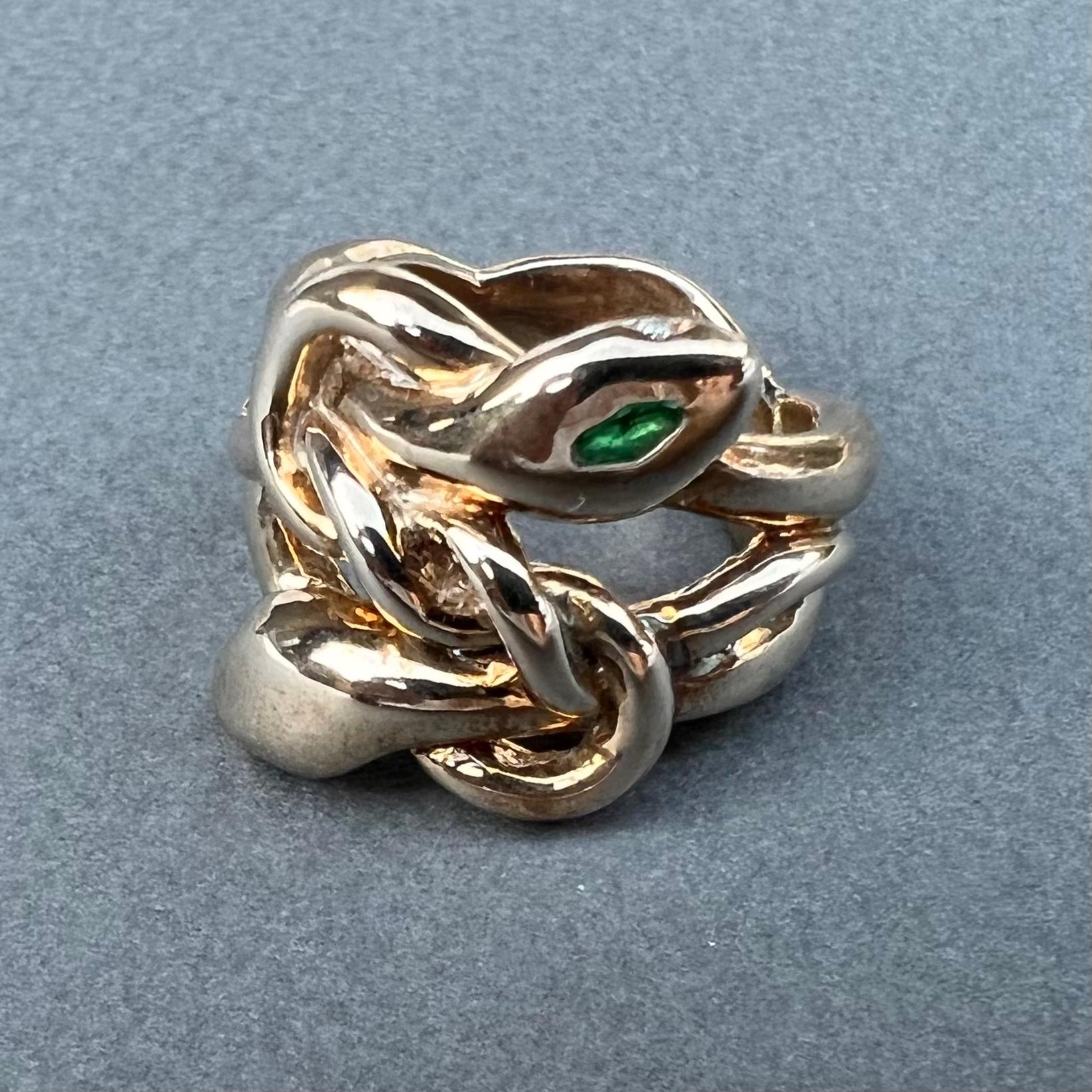 Anello Serpente Argento Acquamarina Rubino in vendita 1