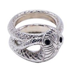 Snake Ring  Black Diamond Sterling Silver Cocktail Ring J Dauphin