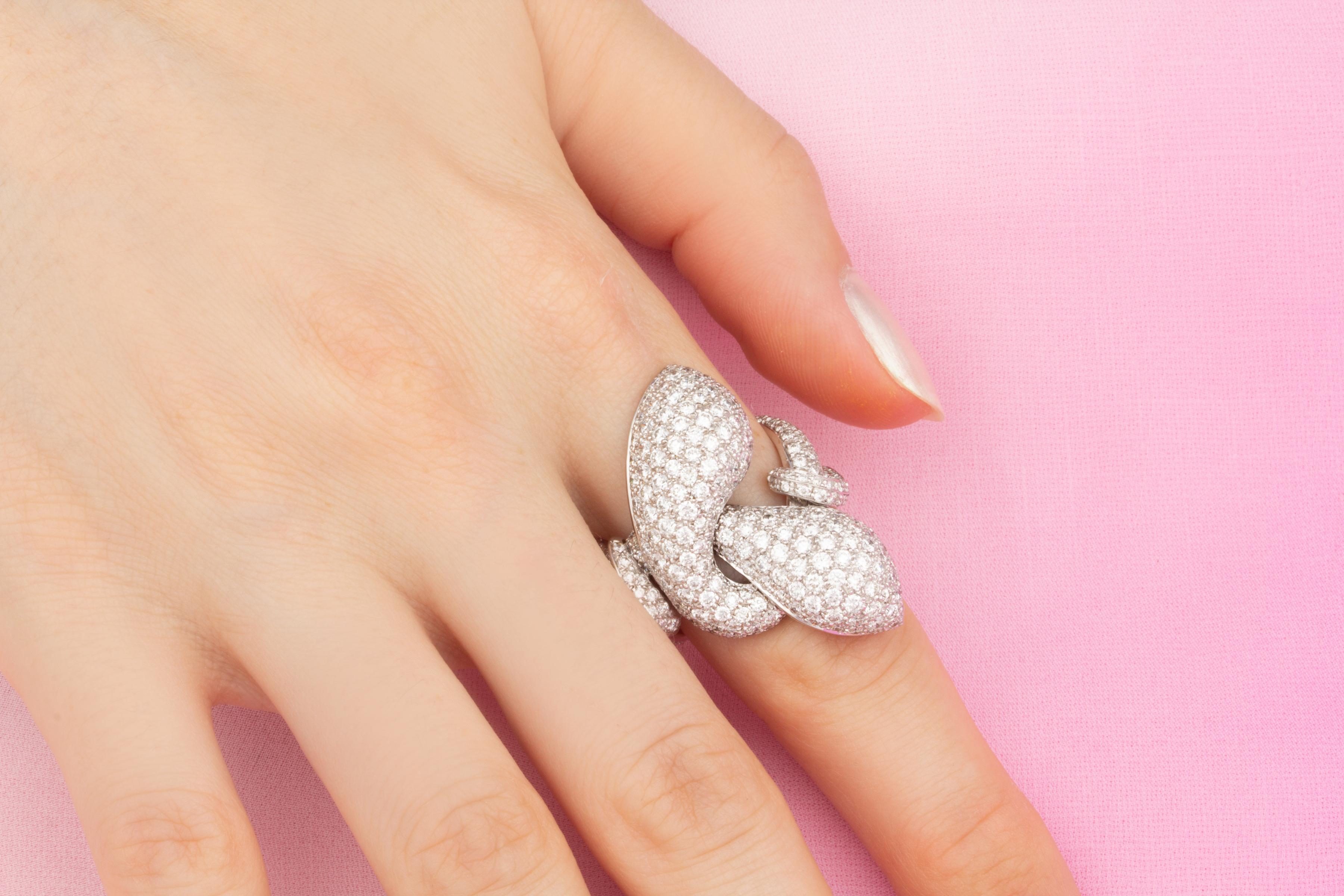 Artist Snake Ring Diamond White Gold Design by Ella Gafter For Sale