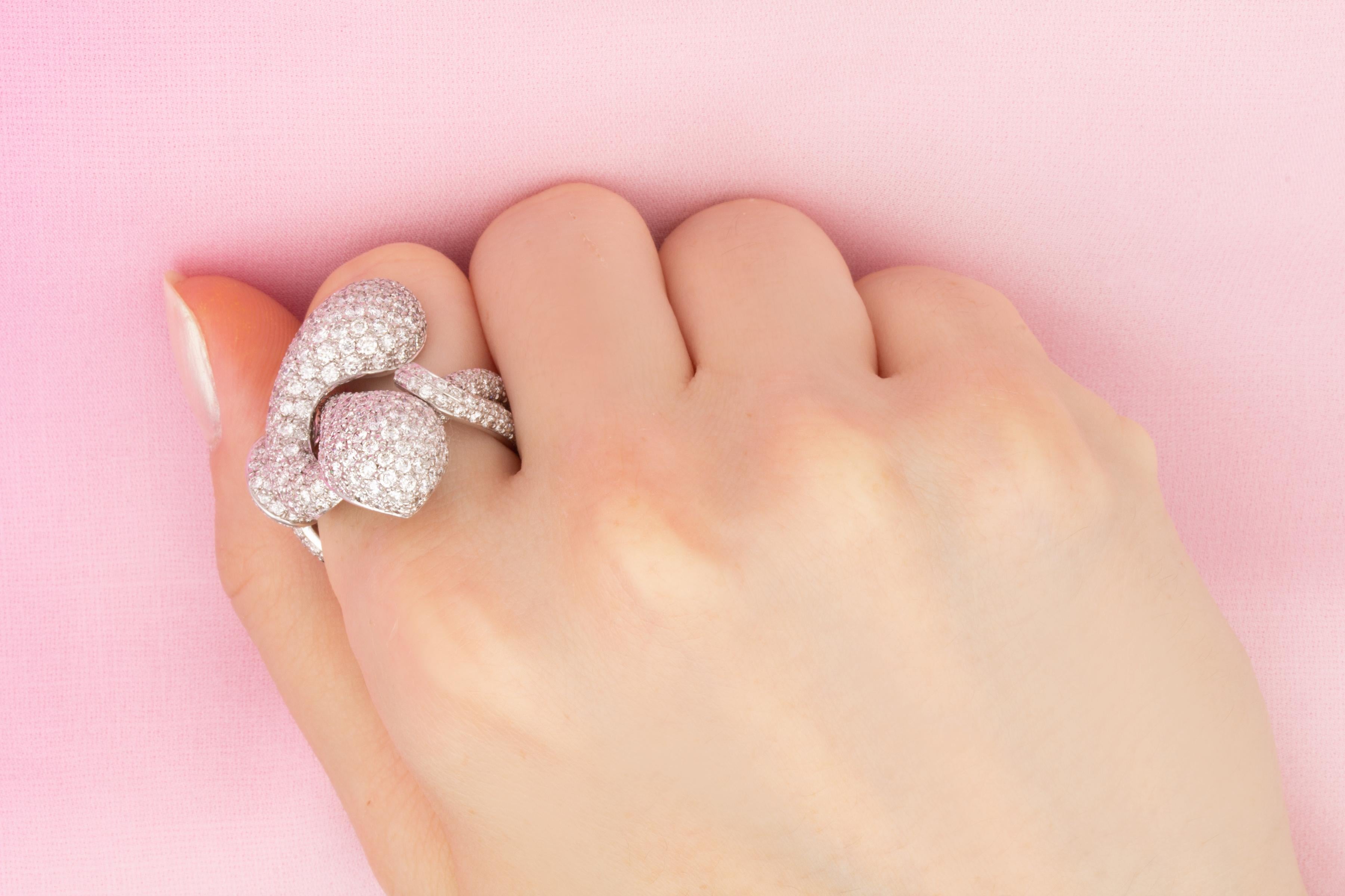 Round Cut Snake Ring Diamond White Gold Design by Ella Gafter For Sale