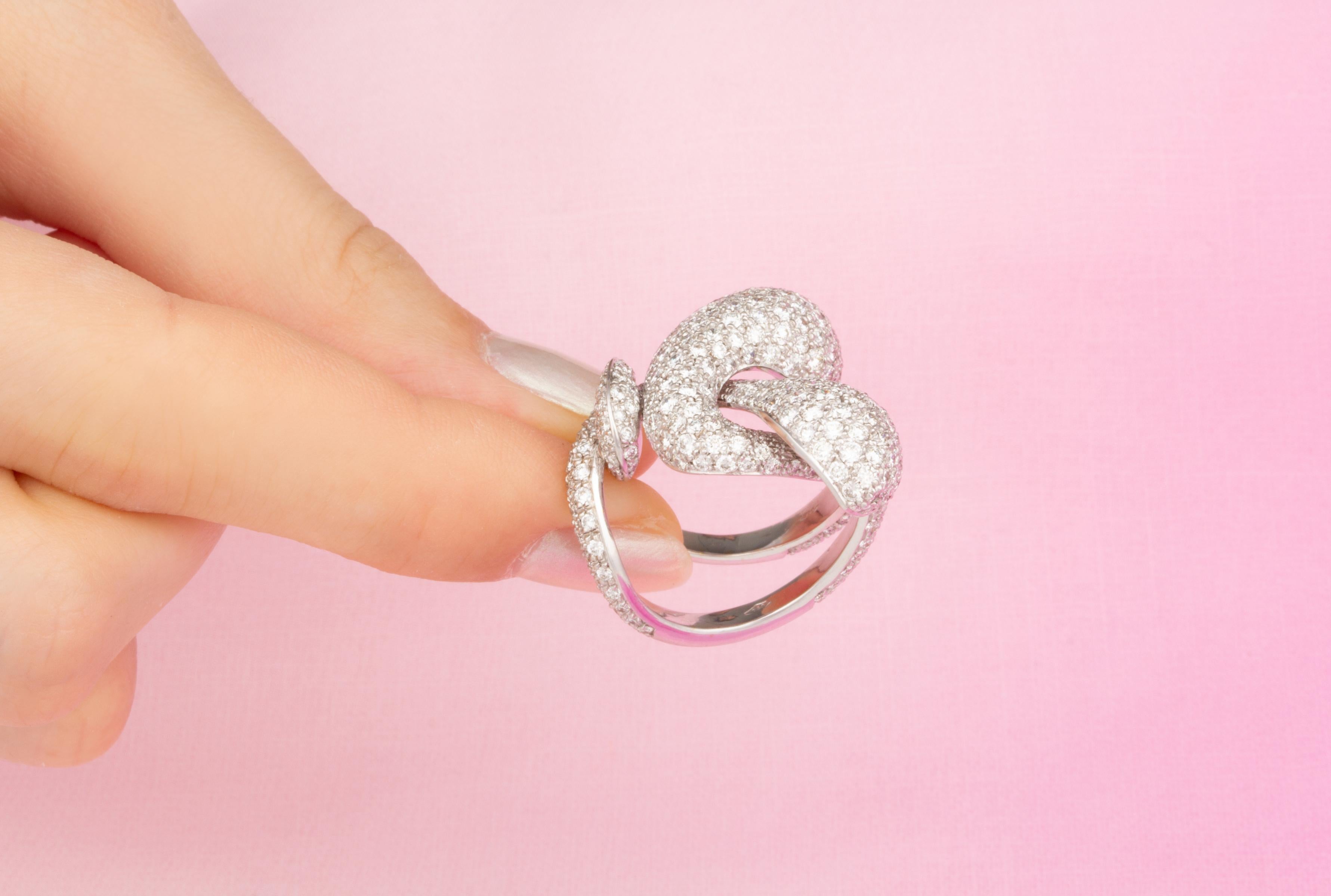 Snake Ring Diamond White Gold Design by Ella Gafter For Sale 1
