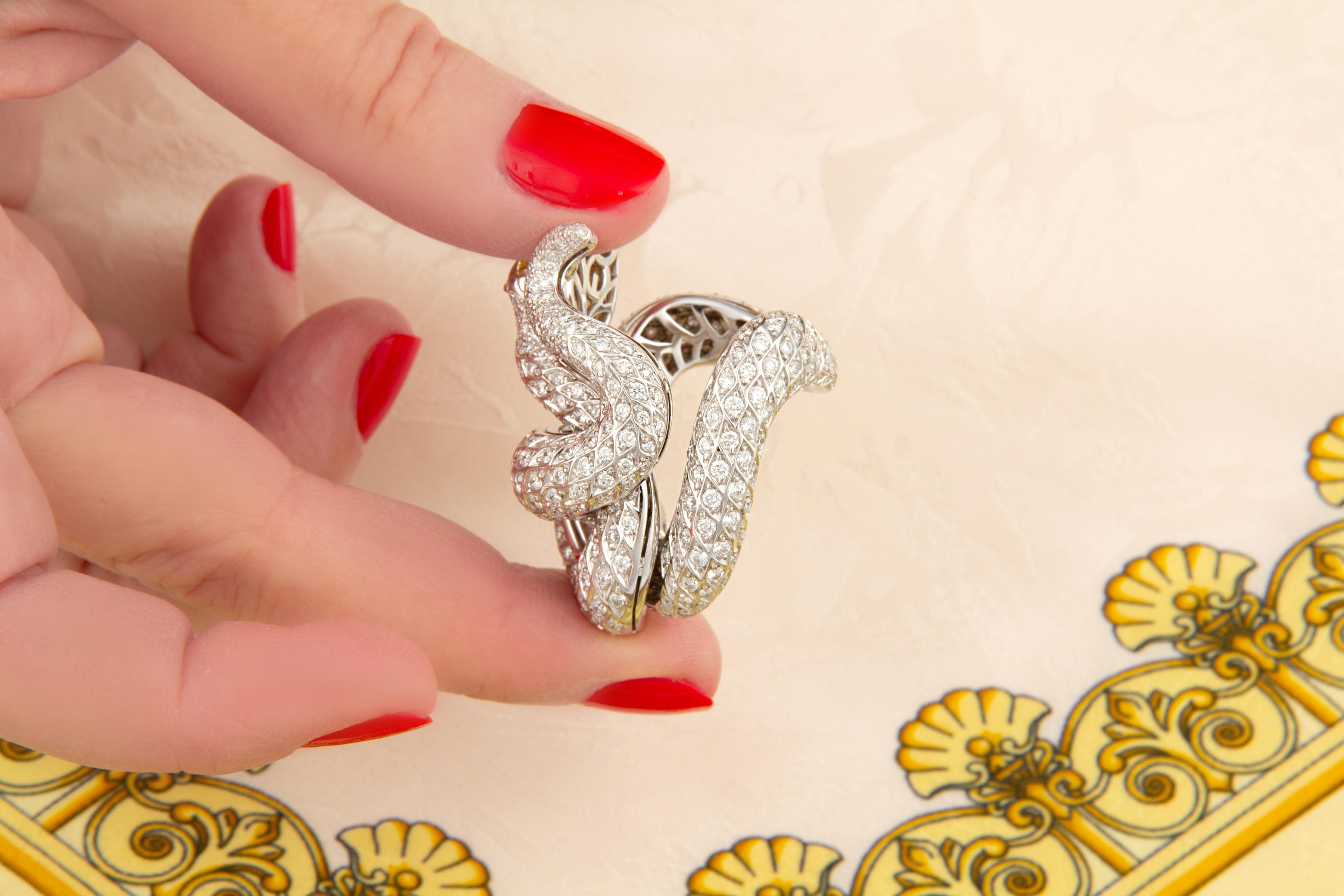 da uomo o donna Anello di diamanti a forma di serpente 