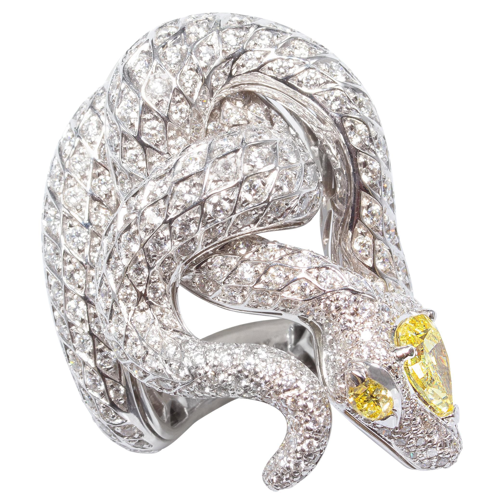 Snake Ring Diamonds “Basilisk” Design by Ella Gafter