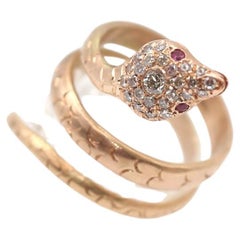 Bague serpent en or jaune, diamants et rubis, 1950