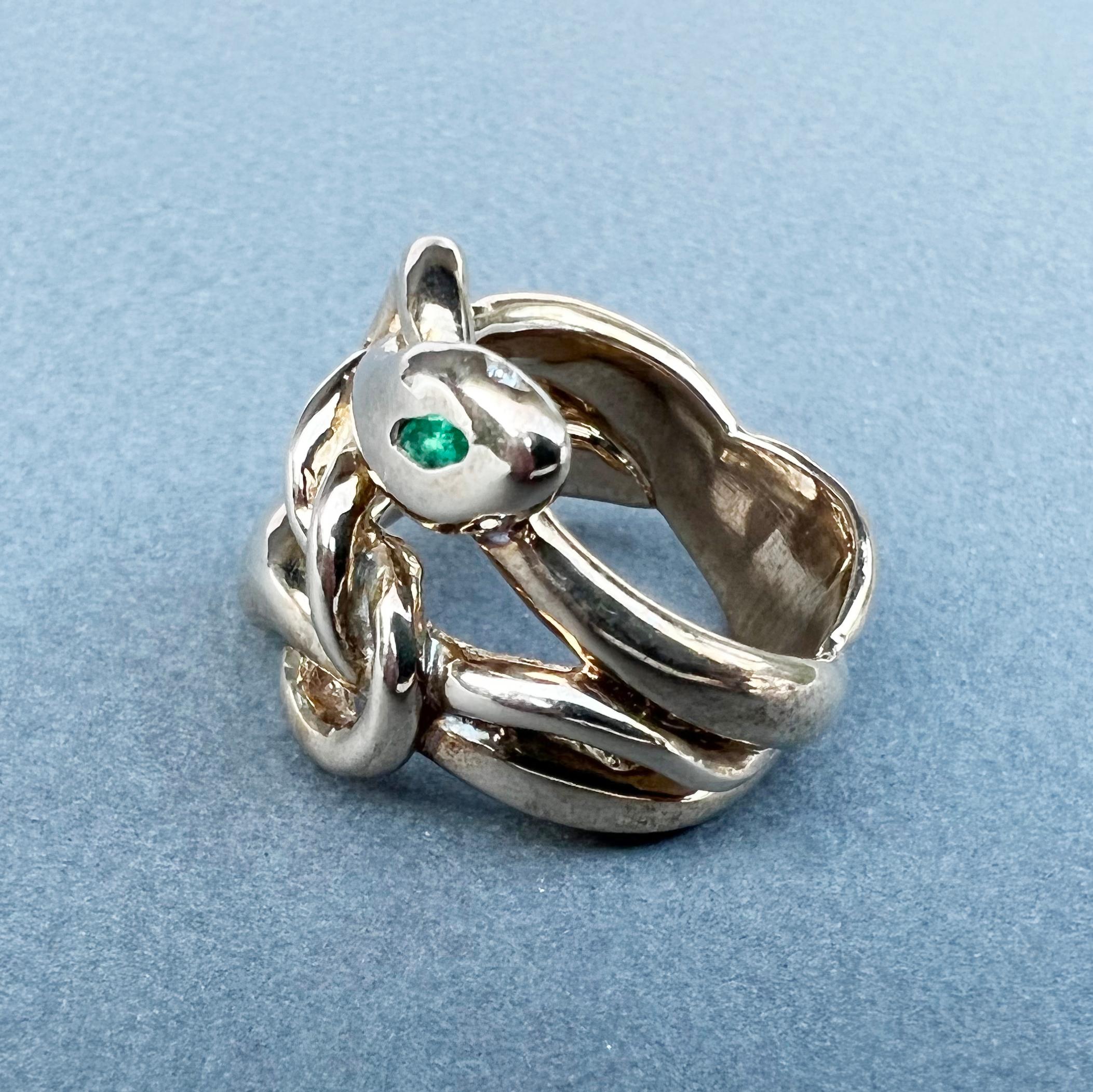 Schlangenring Smaragd Cocktailring Weißer Diamant Rubin Damen im Angebot