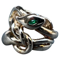 Snake Ring Emerald Cocktail Ring White Diamond Ruby