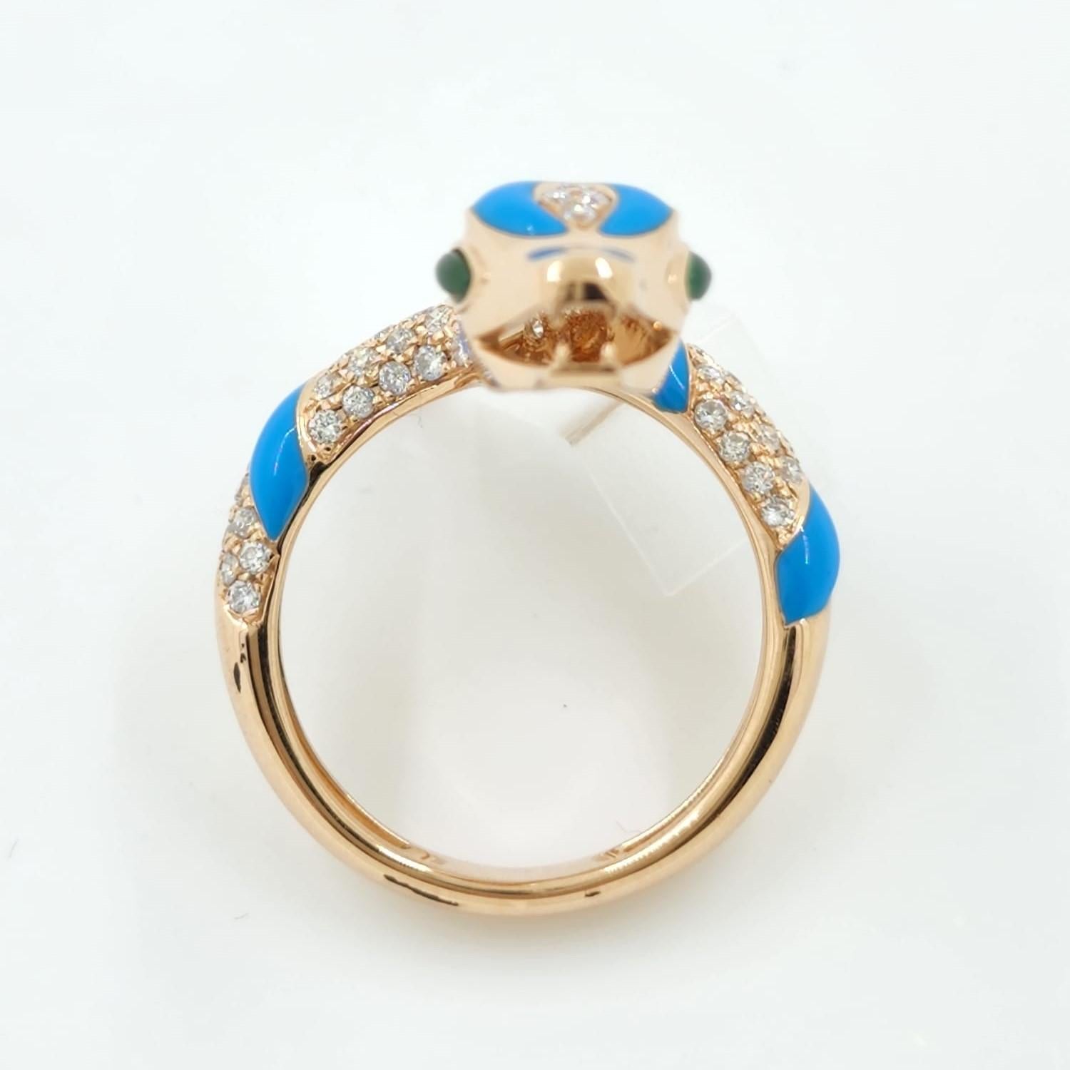 Schlangenring aus 18 Karat Roségold mit Emaille und Diamanten Damen
