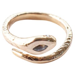 Anello Serpente J Gold Acquamarina Diamante Nero J DAUPHIN