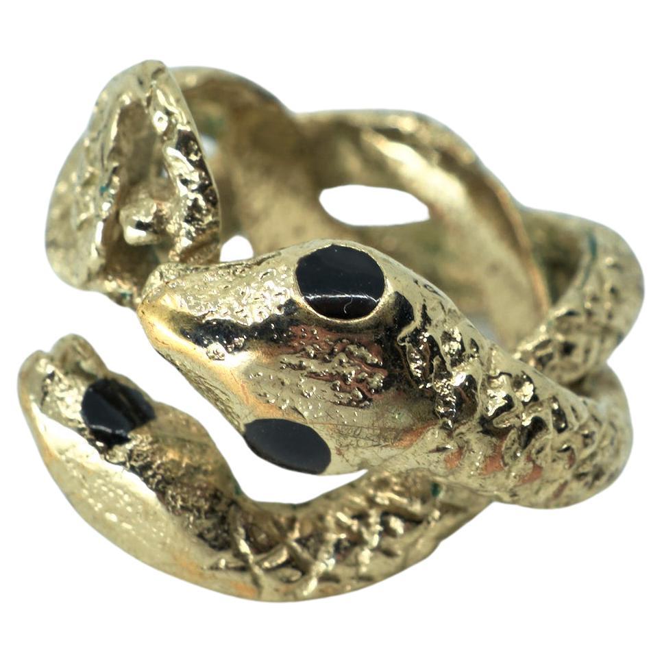 Snake Ring Serpent Blue Enamel Eyes