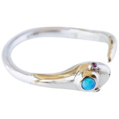Snake Ring Opal Ruby Gold Silver