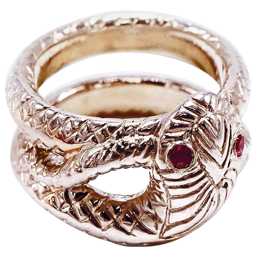 Snake Ring Gold Vermeil Ruby Victorian Style Cocktail Ring Victorian J Dauphin