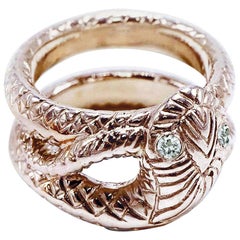 Snake Ring Gold Vermeil White Diamond Victorian Style Cocktail Ring J Dauphin
