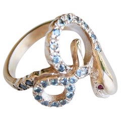 Snake Ring Green Sapphire Serpent Ruby Victorian Style J Dauphin