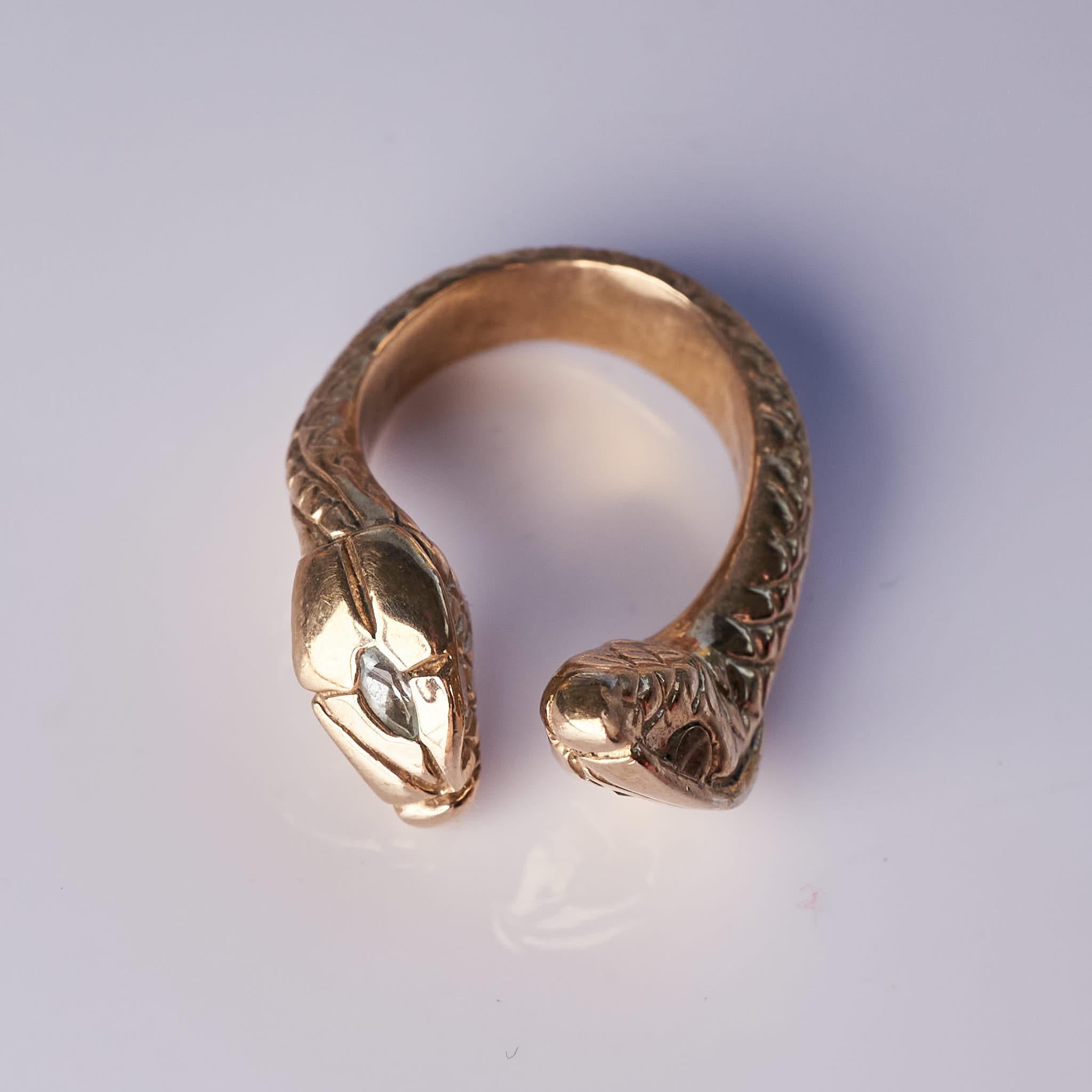 Snake Ring Heart Pink Sapphire Cocktail Ring For Sale 8