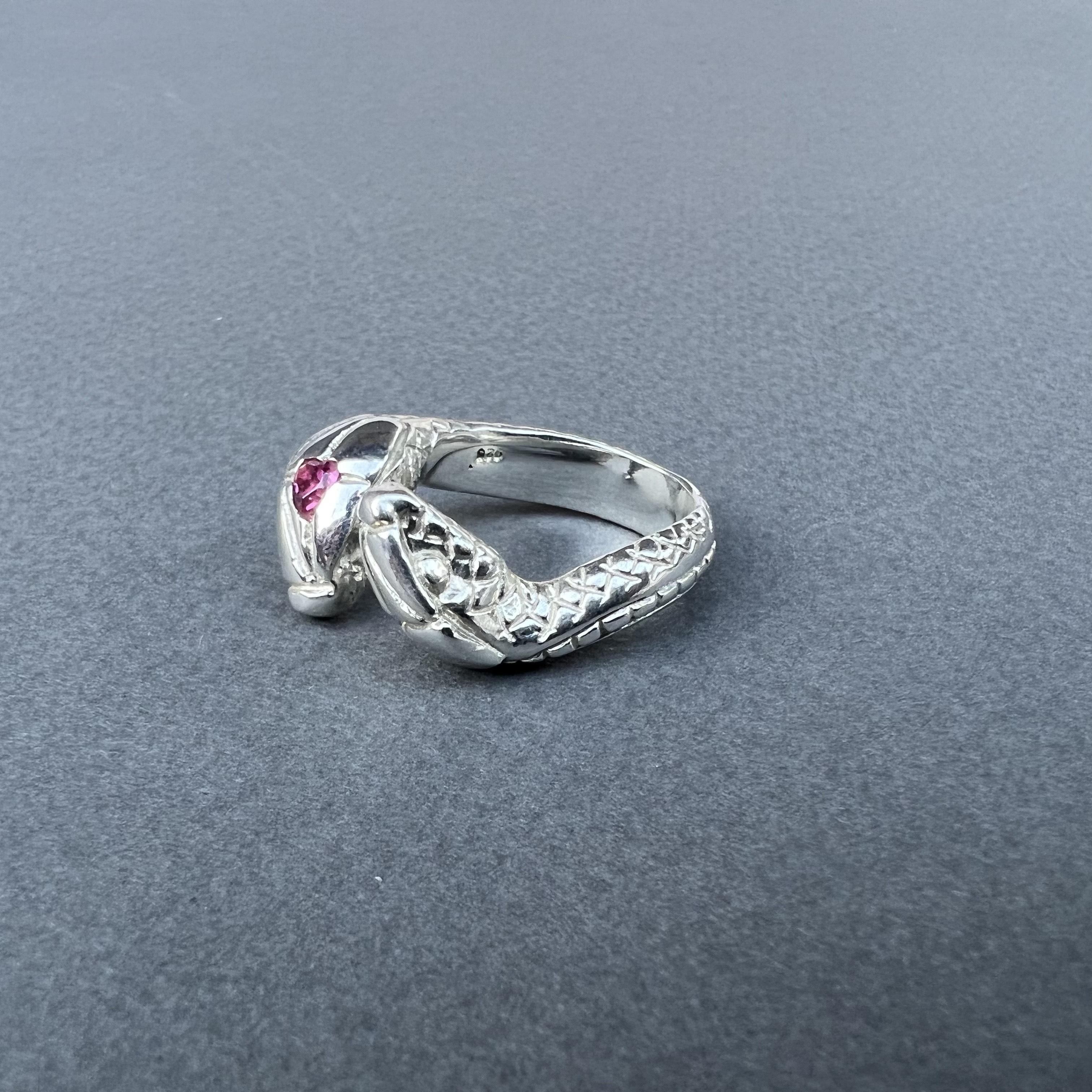 Victorian Snake Ring Heart Pink Sapphire Cocktail Ring For Sale