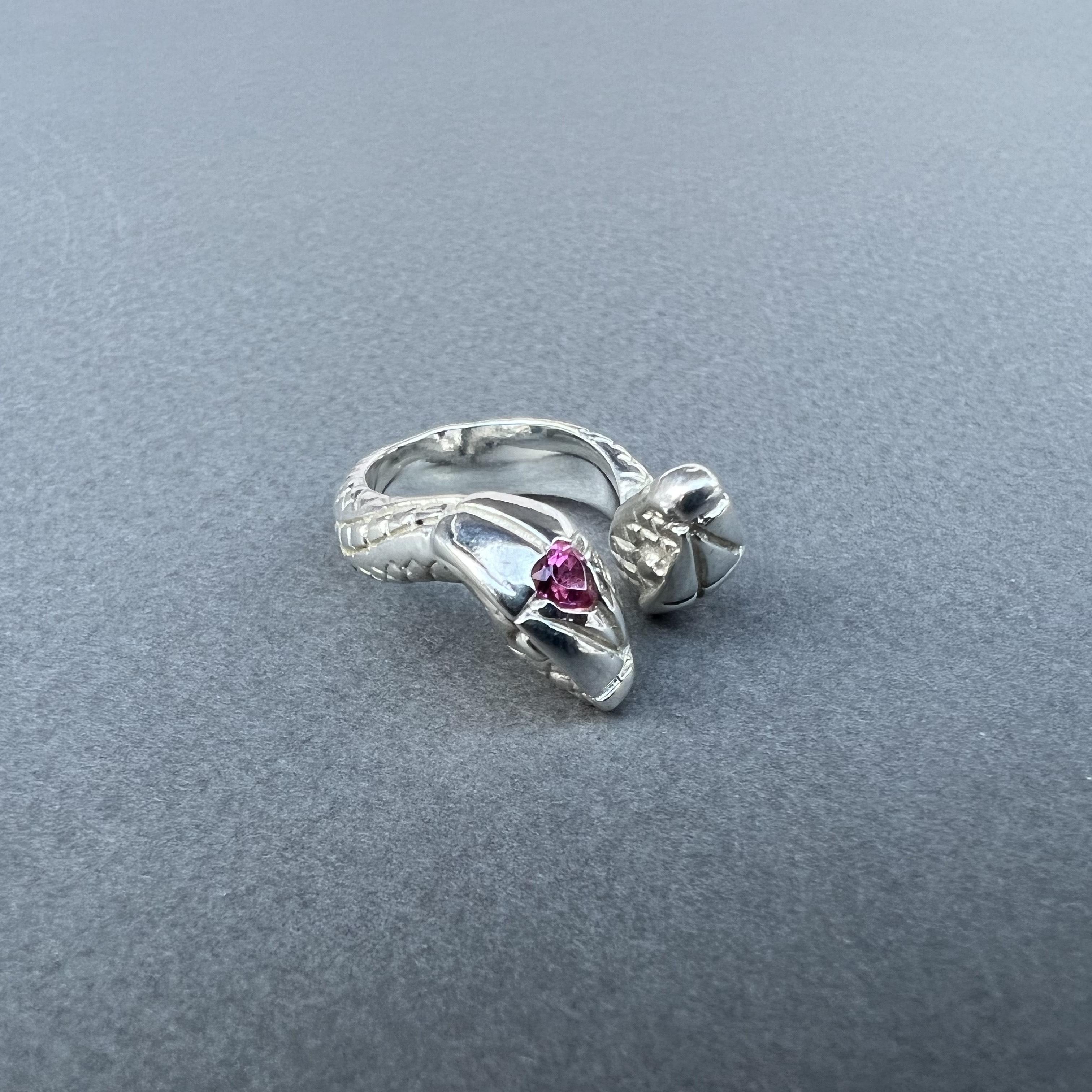 Heart Cut Snake Ring Heart Pink Sapphire Cocktail Ring For Sale