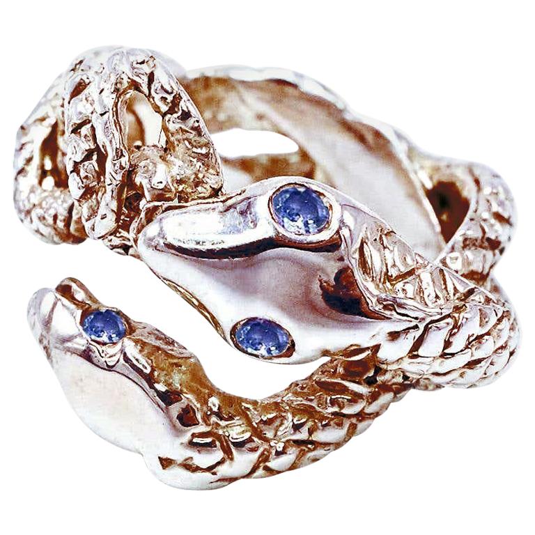 Fliederfarbener Tansanit-Bronze-Ring mit Schlangenmuster, Onesize J Dauphin im Angebot