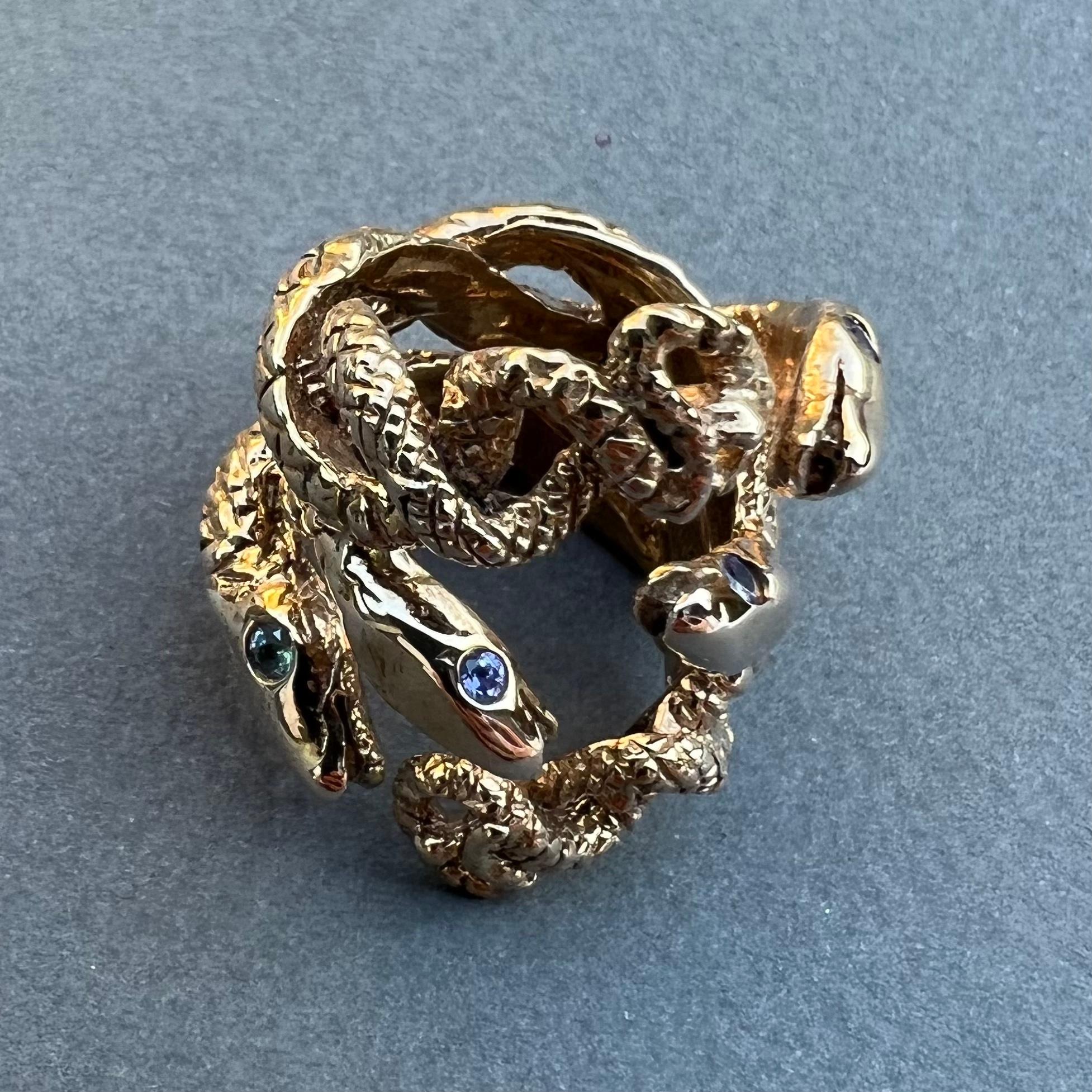 Snake Ring Lilac Tanzanite Statement Cocktail Ring Bronze J Dauphin In New Condition In Los Angeles, CA