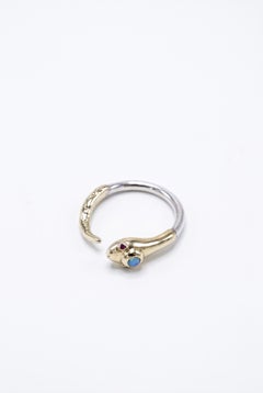 Snake Ring Opal Ruby 14k Gold Sterling Silver Serpent Band Victorian Style