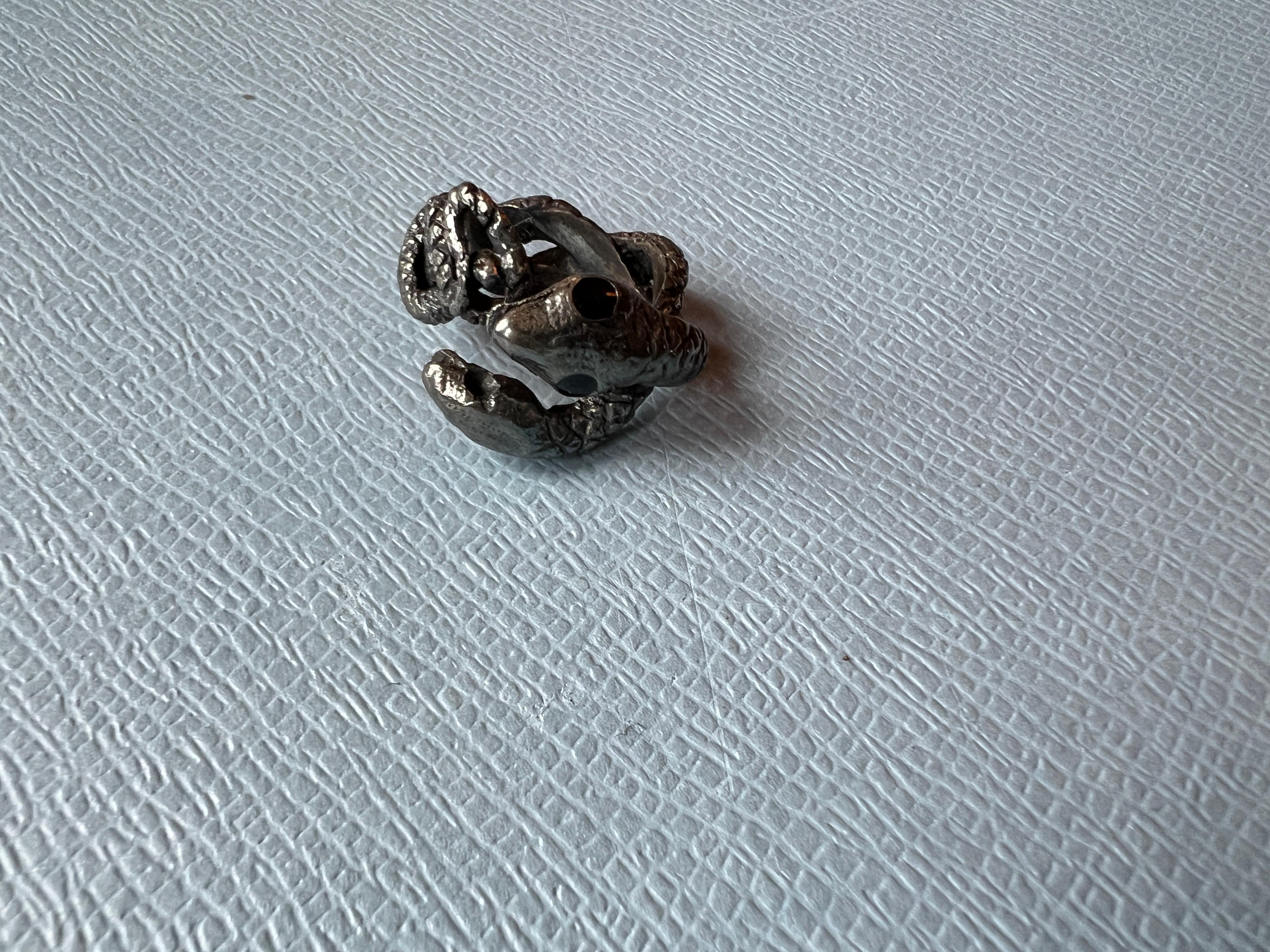 Snake Ring Ruthenium Plated Ring Blue Enamel In New Condition For Sale In Los Angeles, CA