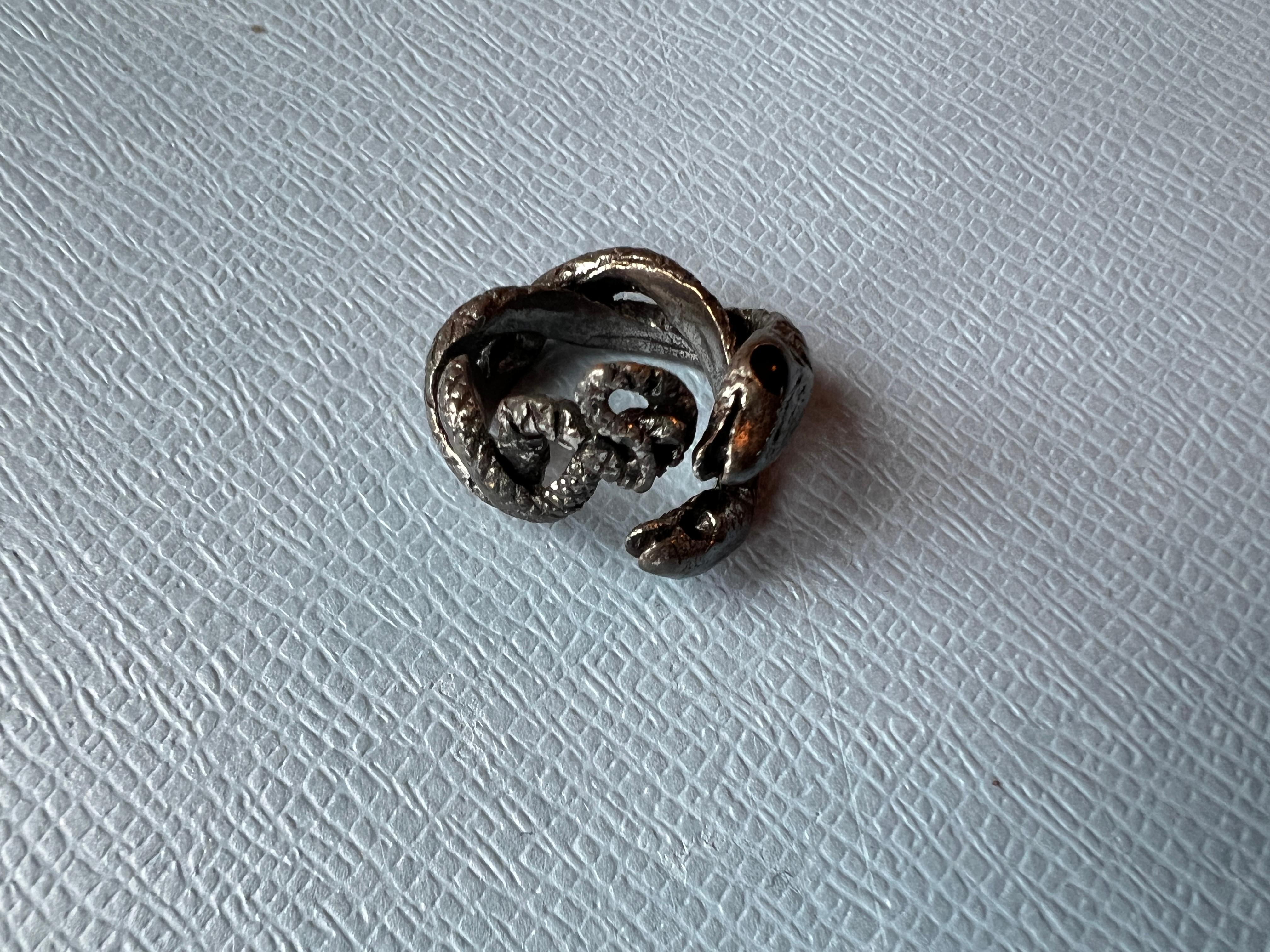 Snake Ring Ruthenium Plated Ring Blue Enamel For Sale 1