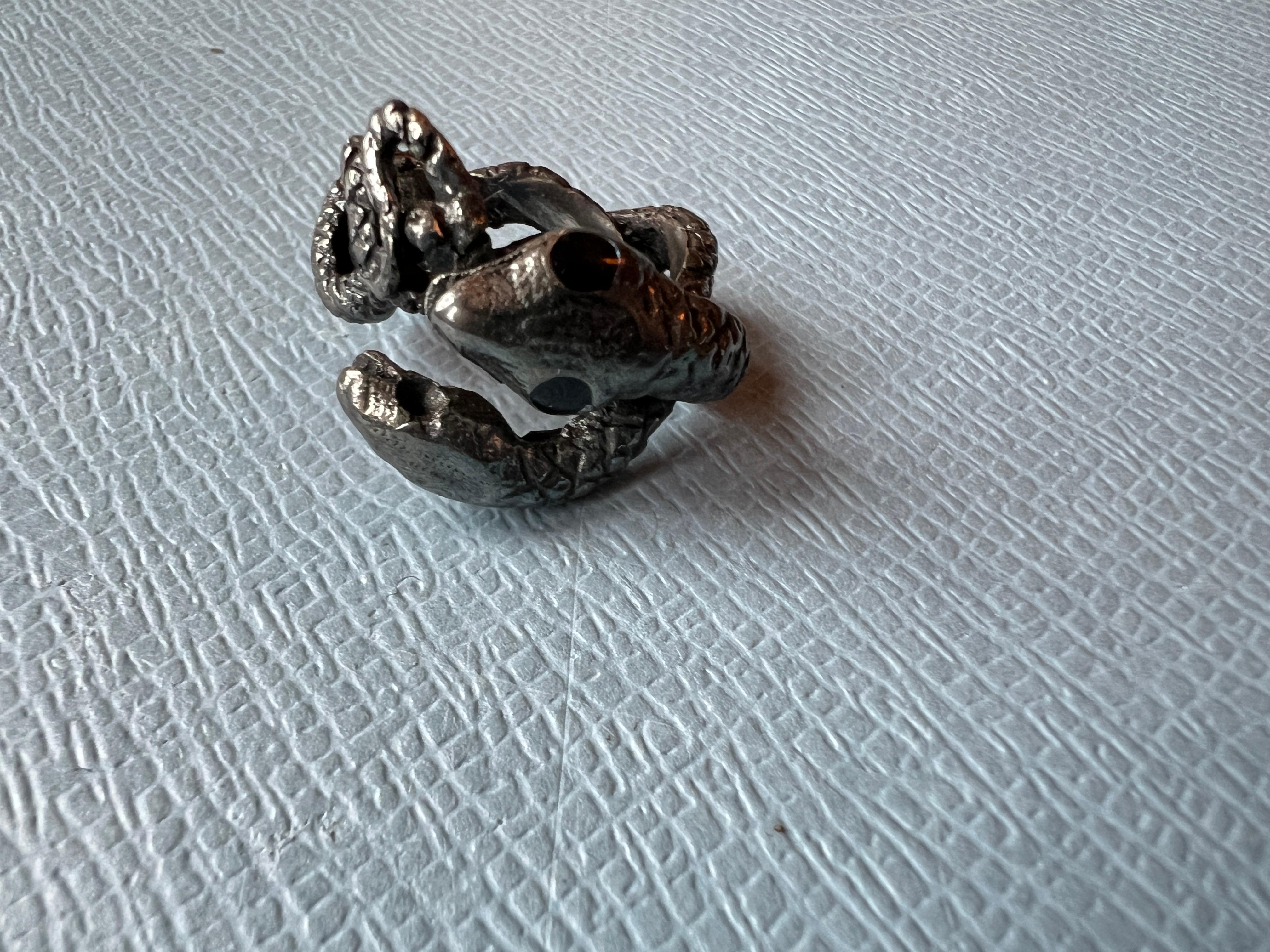 Snake Ring Ruthenium Plated Ring Blue Enamel For Sale 3