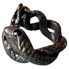 Anello serpente Anello placcato rutenio Smalto blu