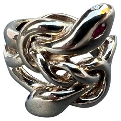 Snake Ring Victorian Style Ruby Diamond Cocktail Ring