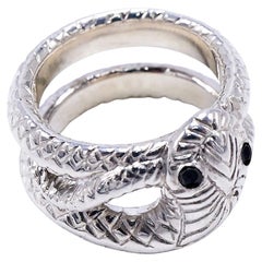 Schlangenring Sterlingsilber Schwarzer Diamant-Cocktailring J Dauphin