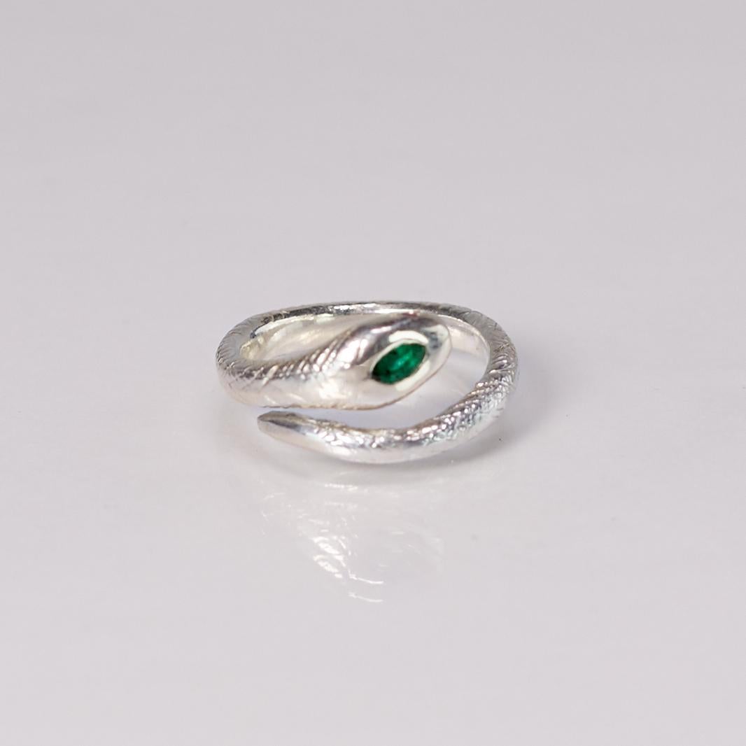 Snake Ring Sterling Silver Emerald Ruby Cocktail Style J Dauphin

J DAUPHIN 