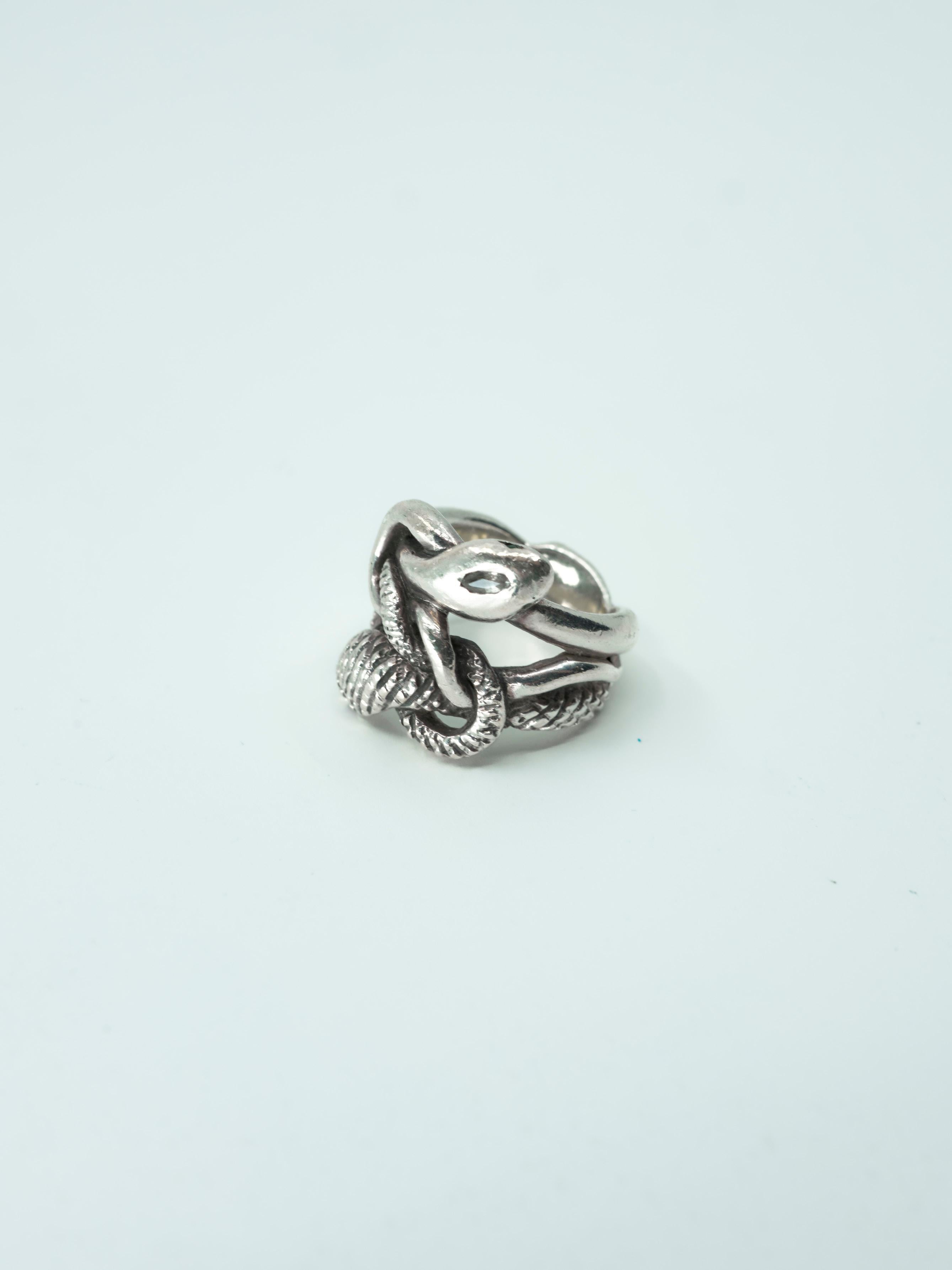 Snake Ring Sterling Silver Emerald & Ruby Eyes - … - image 6