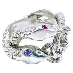Snake Ring Sterling Silver Ruby Tanzanite Cocktail Statement J Dauphin